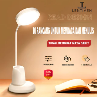 LENTIVEN Lampu Baca LED Portable Meja Belajar Tricolour Sentuh 3 Flexible Tempat Pensil