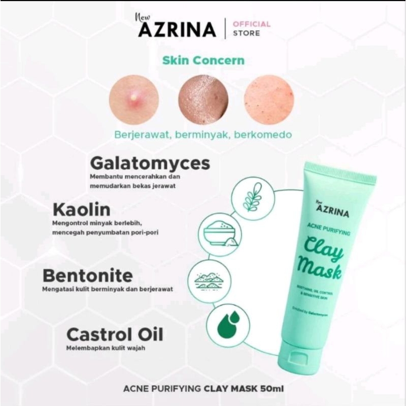 Jual ~GVN~ AZRINA ACNE PURIFYING CLAY MASK MASKER WAJAH WANITA PRIA ...