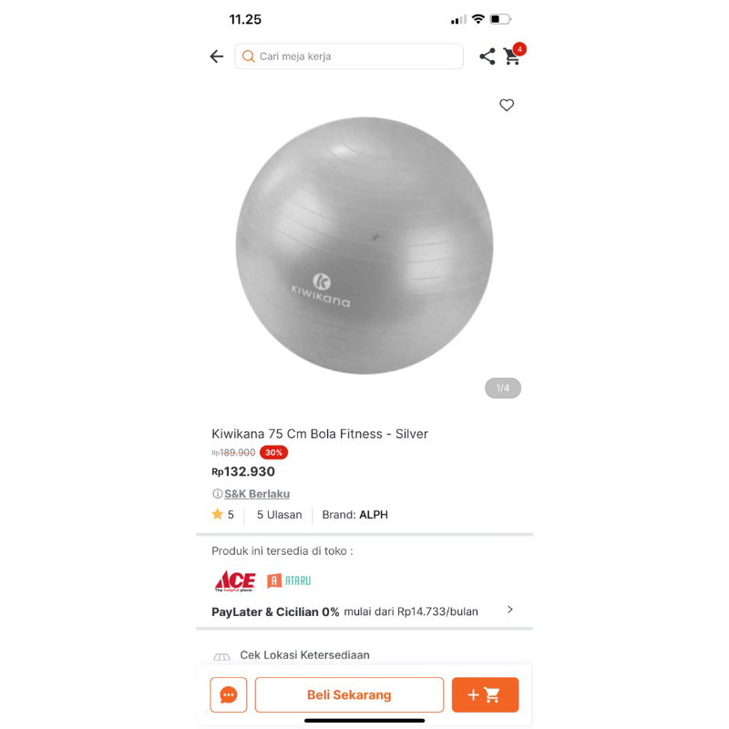 Jual PRELOVED Gym ball Yoga ball Bola Fitness Kiwikana Ace Hardware bonus yoga block blok balok Shopee Indonesia