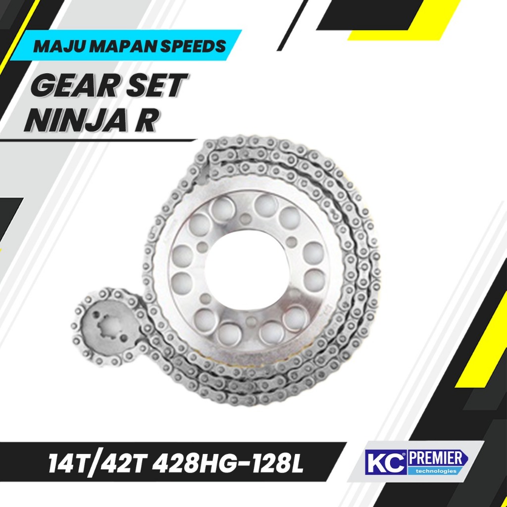 Jual Gear Set Ninja R 150CC 14T/42T 428H128L Type SSS Merk KC Premier