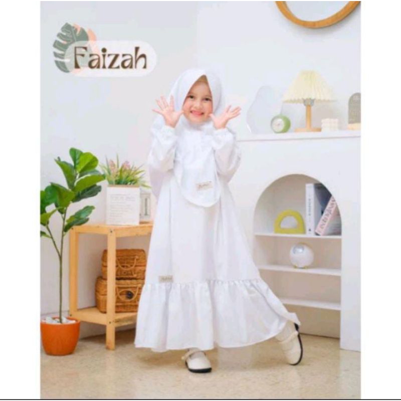 Jual Gamis Anak Perempuan Putih Set Kerudung / Gamis Manasik / Baju