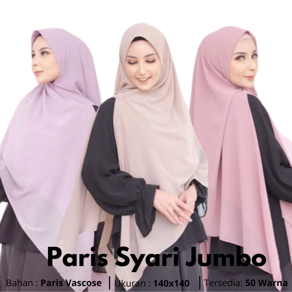 Jual Hijab Segi empat Paris Premium Jumbo 140x140 Jilbab Segi empat
