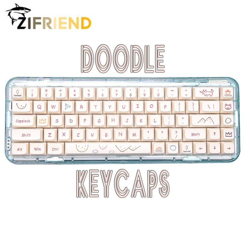 Jual Zifriend Doodle 131 Keys Keycaps Xda Profile Pbt Material Dye Sublimated Keycap For