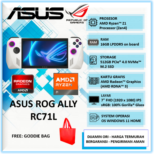 Jual Portable Game Console Asus Rog Ally RC71L Amd ryzen Z1 | Shopee ...