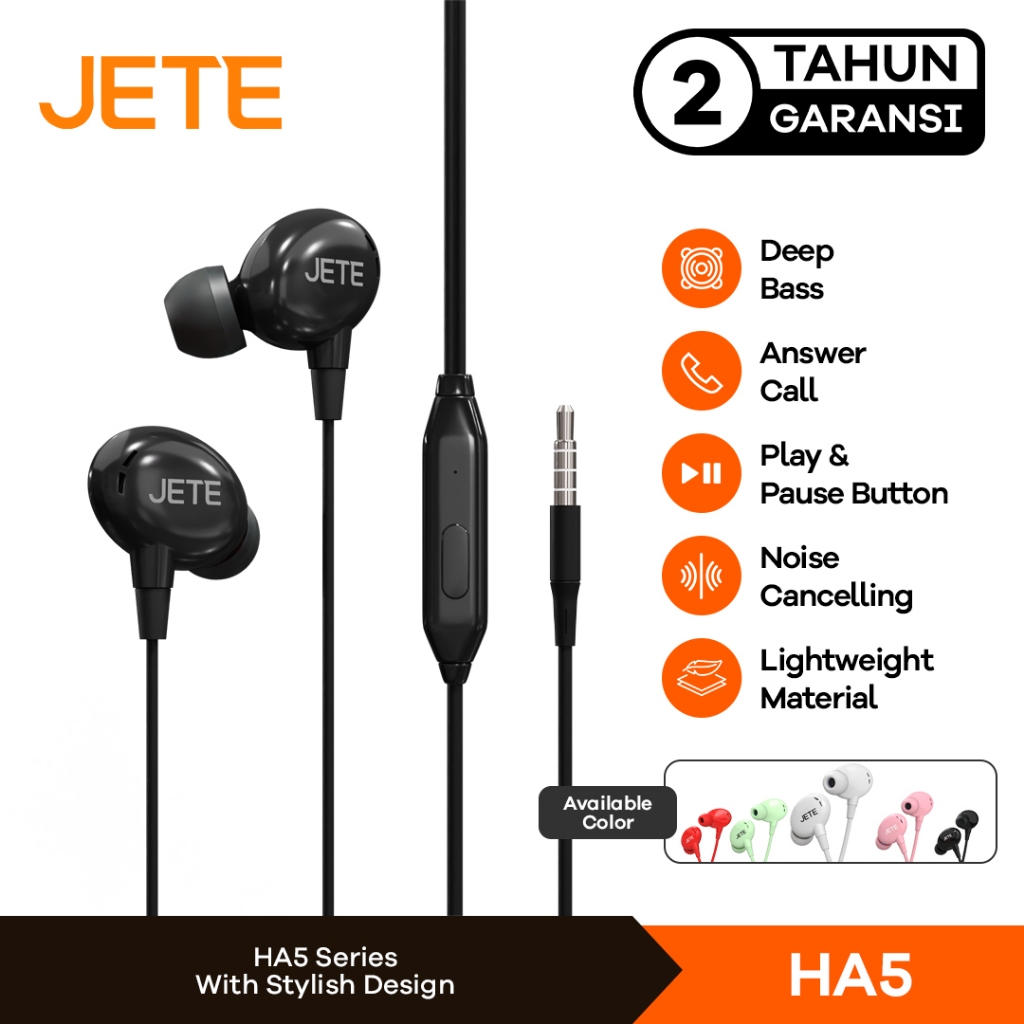 Jual Headset Earphone Stereo JETE HA5 Garansi Tahun Shopee