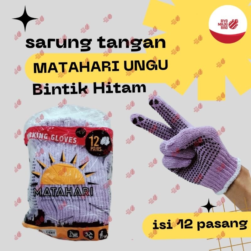Sarung Tangan Matahari Ungu bintik hitam isi 12 pasang sarung tangan Industri otomotif perkebunan motor