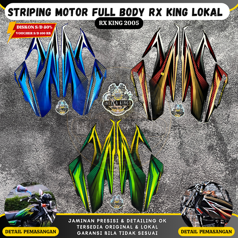 Jual Striping Sticker Motor RX King RXK NEW 2005 Merah Hijau Biru Lokal ...