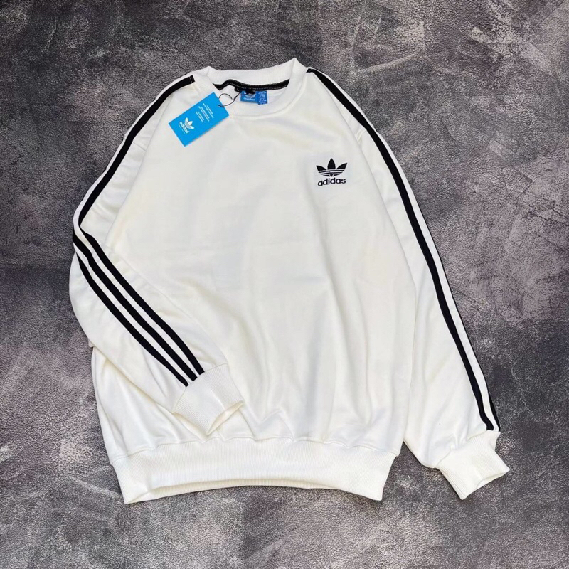 White sweatshirt with black stripes hotsell