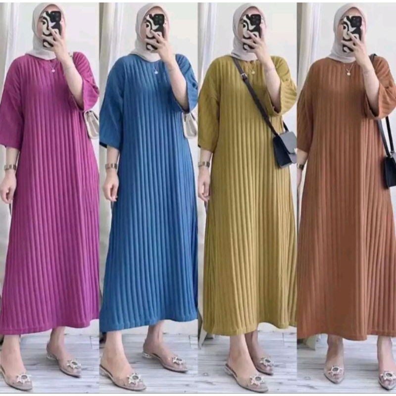 Gamis Lucia Jumbo Knit Hornets Wanita masakini Dress Knit Hornets Wanita Kekinian