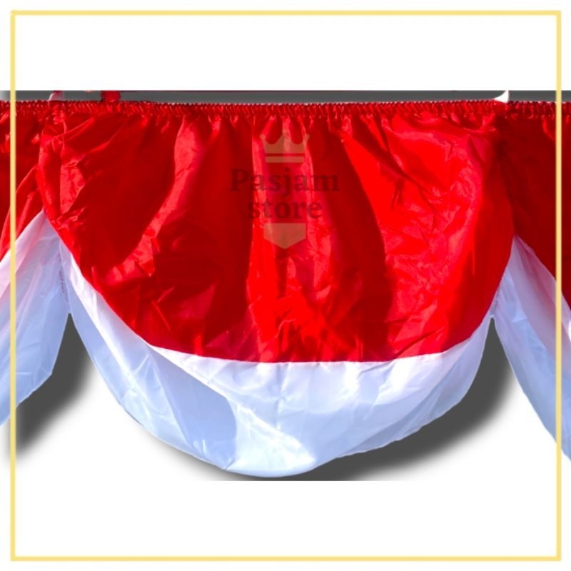 Jual Bendera Background Karet Merah Putih Rumbai 10 Gelombang Panjang 8 ...