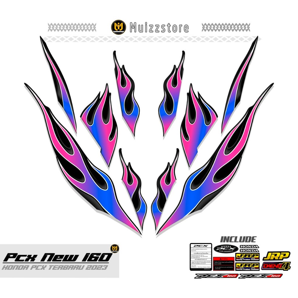 Jual STRIPING PCX NEW 160 MOTIF 5 / EDISI API / ALL-NEW / STIKER PCX160 ...