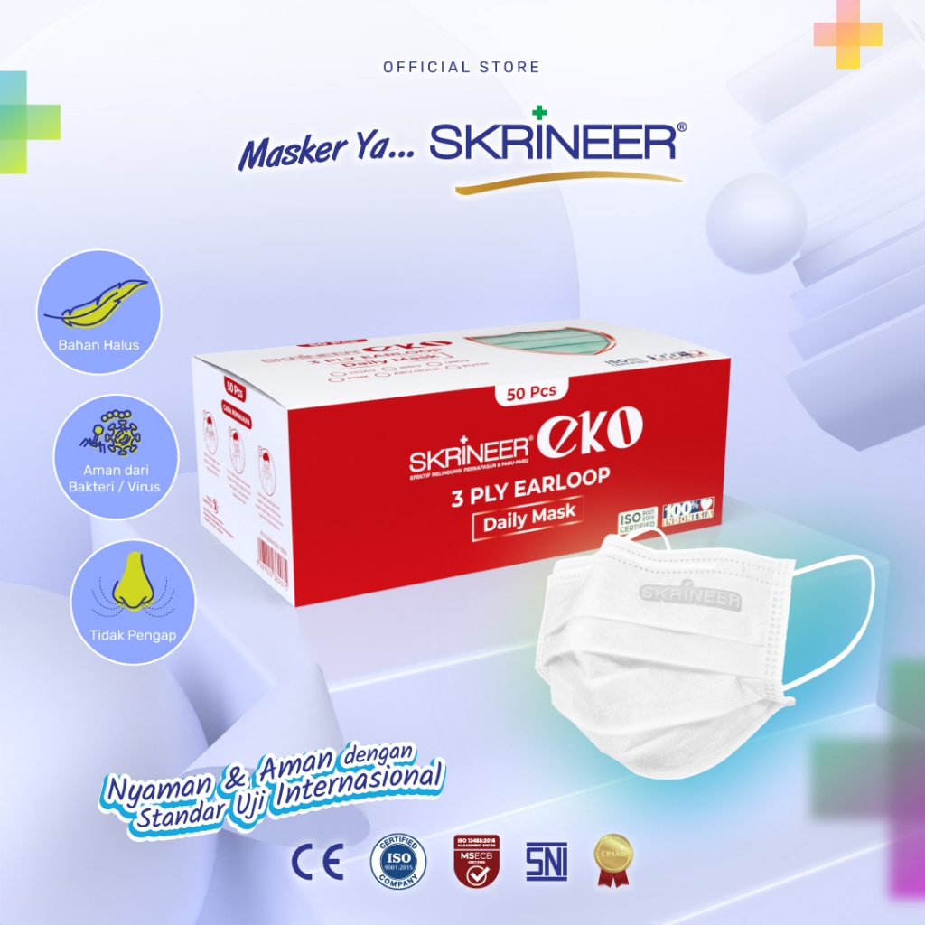 Jual Skrineer Masker Earloop EKO 3ply 50 pcs Color | Shopee Indonesia