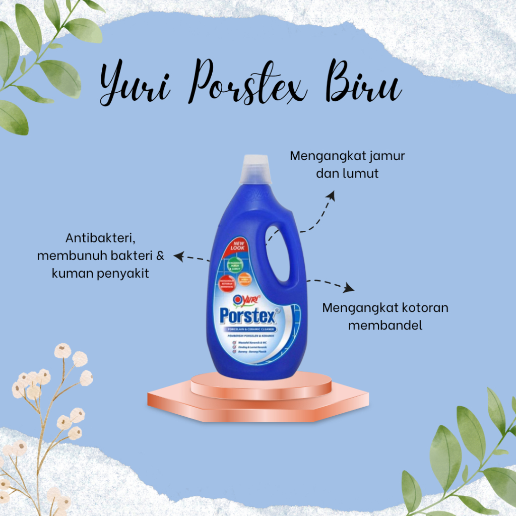 Jual Yuri Porstex Biru Pembersih Porselen dan Keramik 1000 ml Botol ...