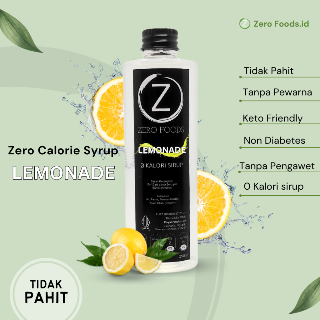 Jual Zero Foods Diet Keto Lemonade Syrup 0 Kalori Sirup Sirup