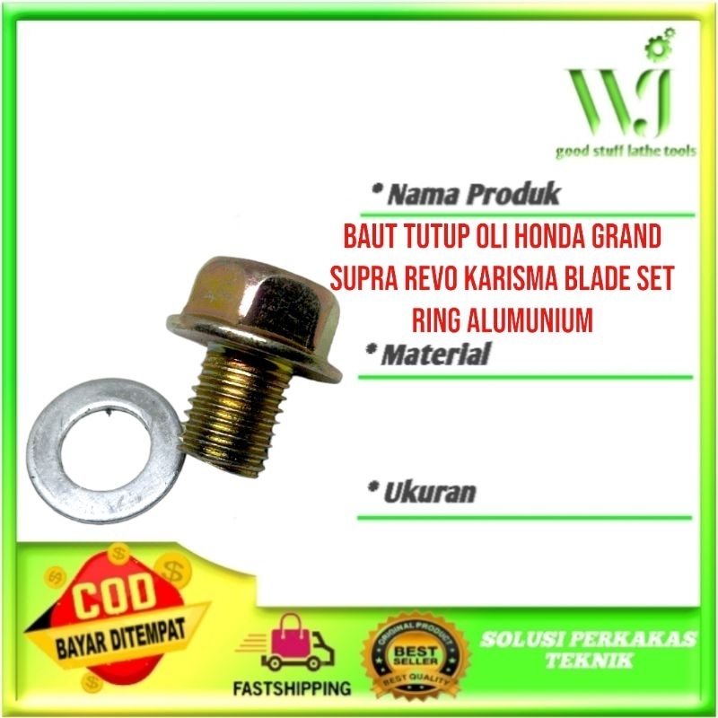 Jual Baut Tap Tutup Oli Pembuangan Mesin Bawah Honda Set Ring Alumunium