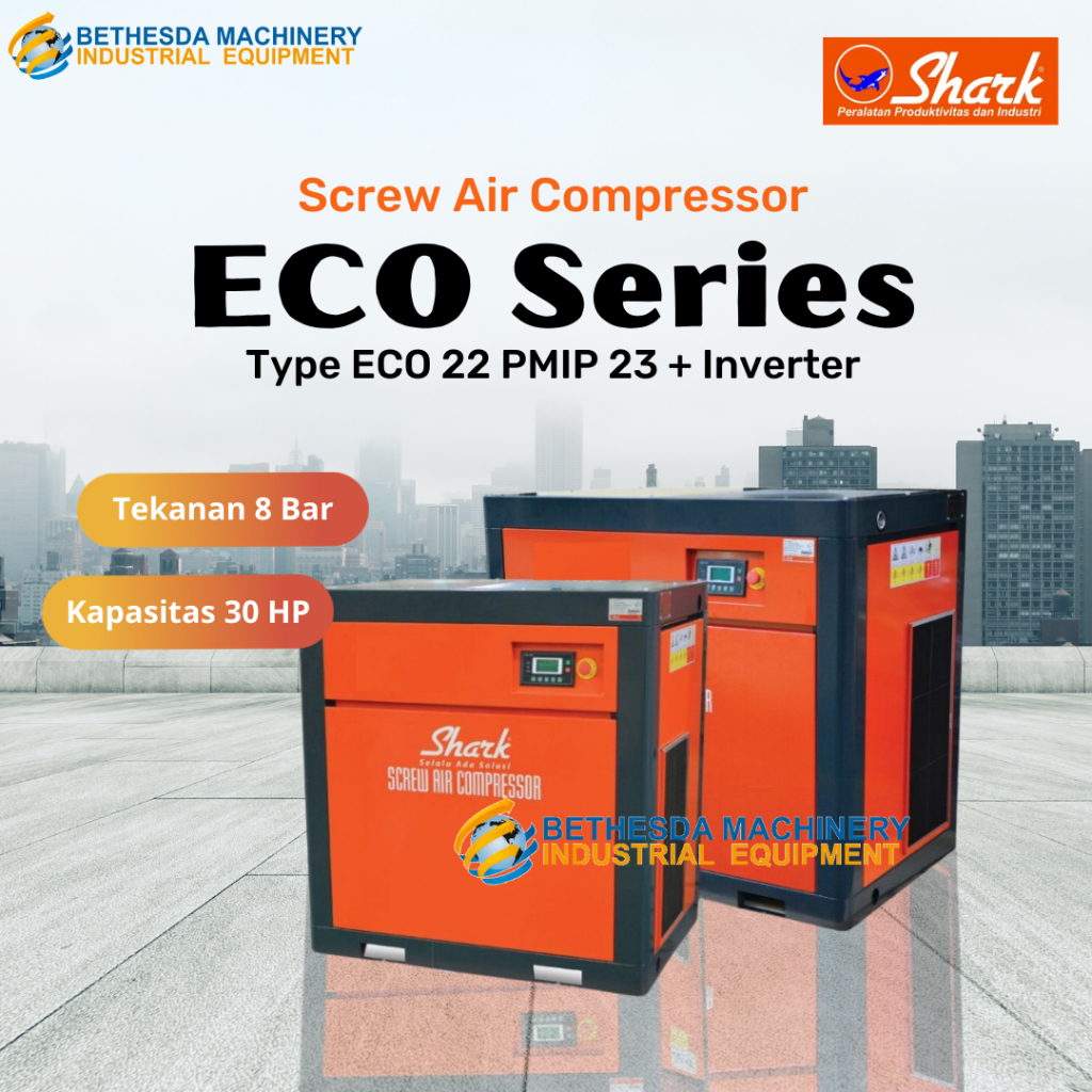 Jual Air compressor Shark 30hp Screw kompresor ECO 22 PMIP23 30 hp 8 ...