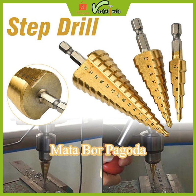 Jual Usefultools 6pcs Mata Bor Pagoda Set HSS 4 12 20 32 Hex Shank ...