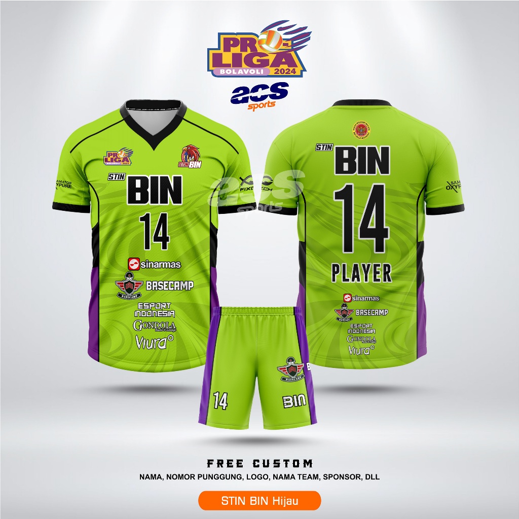 Jual Jersey STIN BIN Hijau Proliga 2024 [Bisa tambah nama, no