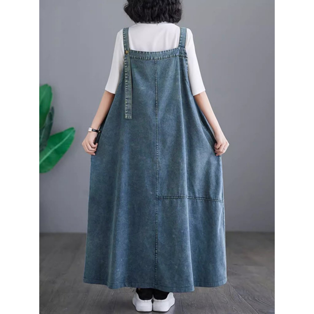 Jual LC1438 Premium Overall Jeans Rok Polos Fashion Retro Terbaru ...