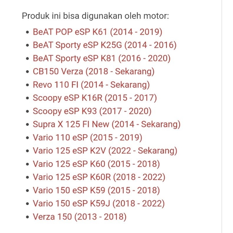 Jual BAUT LANGSAM ORI BEAT F1 (16016-K03-H11) BEAT SPORTY ESP-POP ESP ...