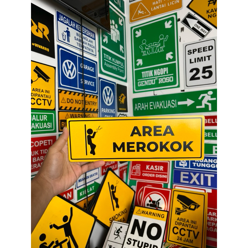 Jual SIGN SMOKING AREA 10 X 30 CM NEW KUNING | RAMBU TANDA ARAH ...