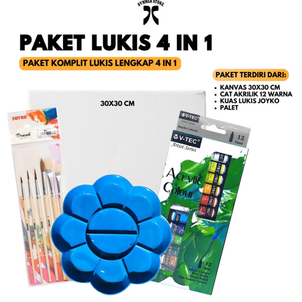 Jual KODE N45H Paket Melukis Sekolah Alat Lukis 4 IN 1 Kanvas 3X3 3x4 ...