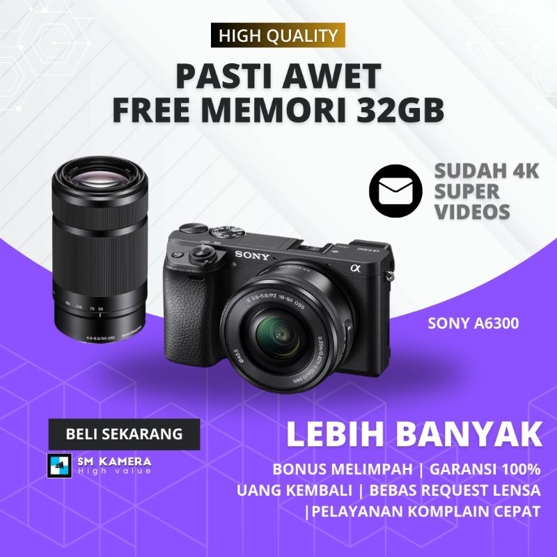 Jual SONY A6300 BEBAS PILIH LENSA SONY SUDAH 4K KAMERA SONY MURAH