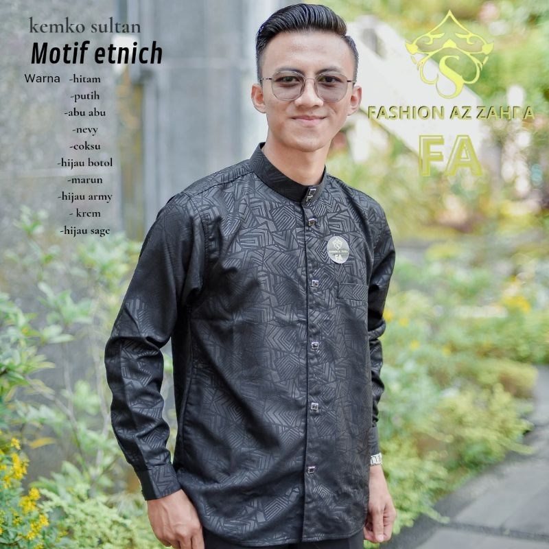 Jual Kemeja Koko Pria Lengan Panjang Slim Fit Premium Motif Emboss ...