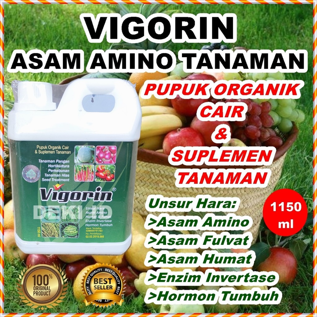 Pupuk Asam Amino Fulvat Humat Tanaman Vigorin 1 Liter Aminosan Organik Cair Nutrisi Anggur Buah Sayur Hias Bunga