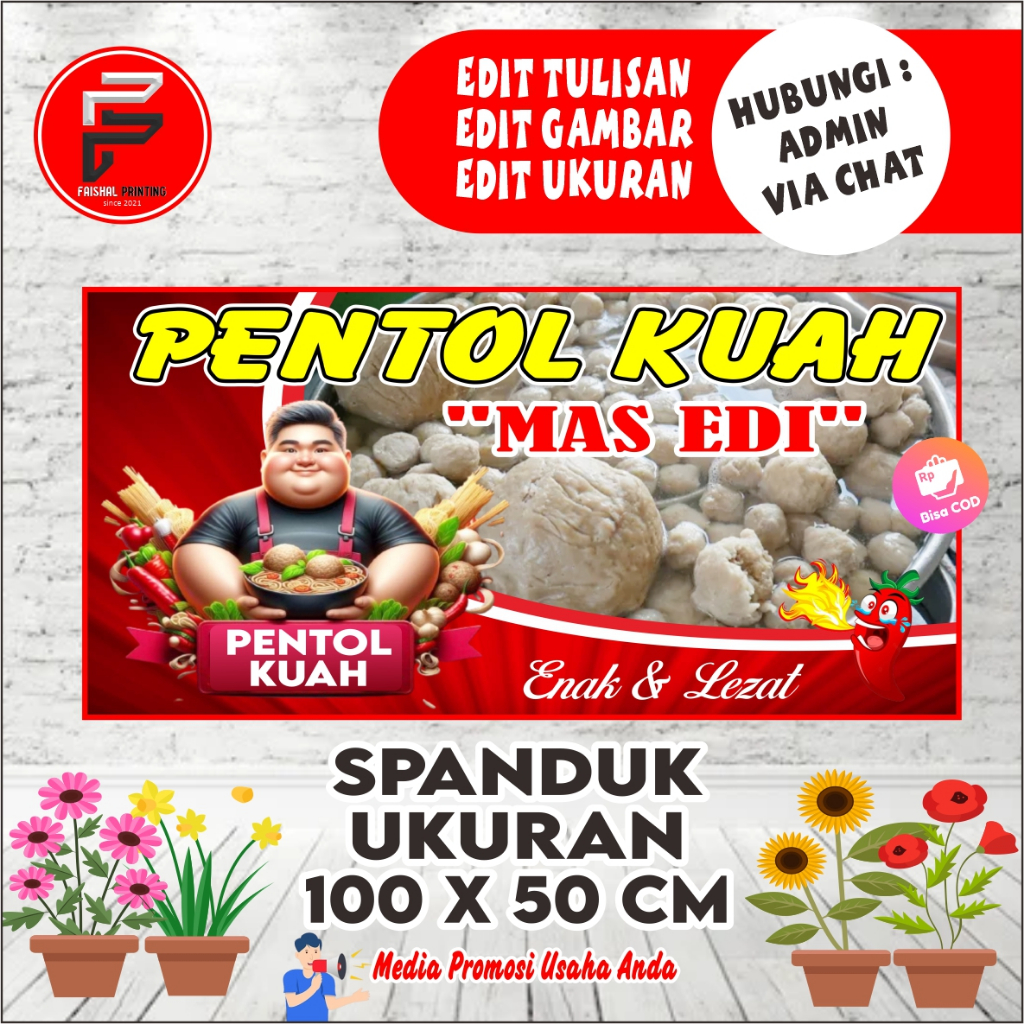 Jual Spanduk Pentol Kuah / Banner Jual Pentol / Spanduk Warung pentol