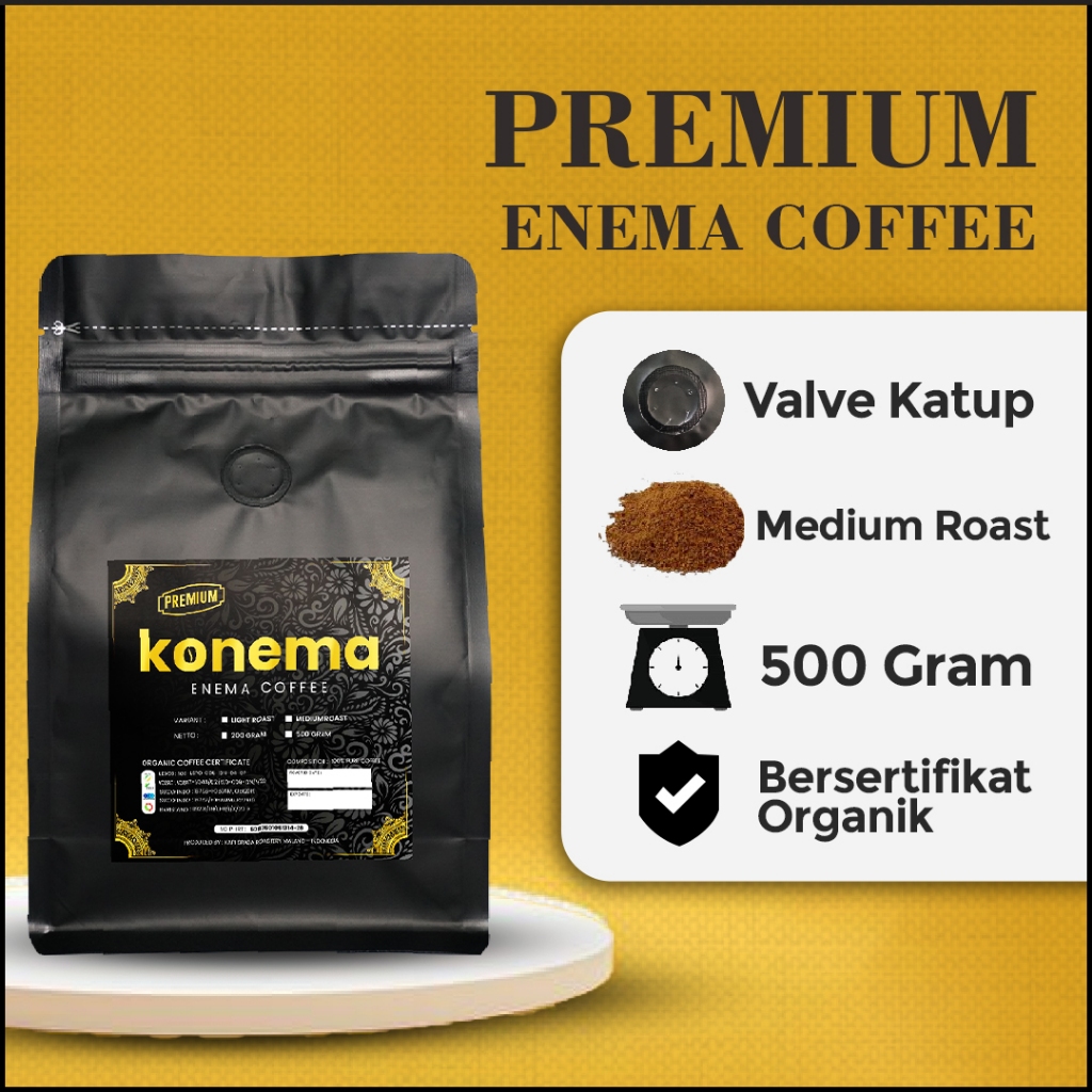 Jual Kopi Enema Medium Roast MR 500 gram Bersertifikat Konema | Shopee ...