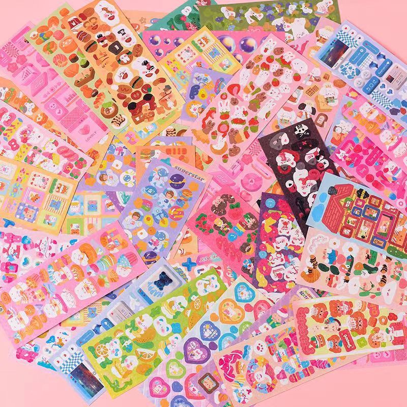 Jual Stiker DIY Lucu Cartoon Stiker 100 Lembar/Berbagai Kartun Shiny ...