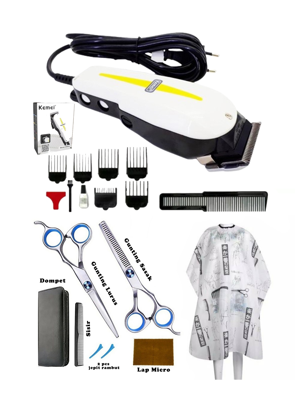 Jual Alat Cukur Rambut Lengkap Paket Full Set / Mesin Cukur Rambut ...