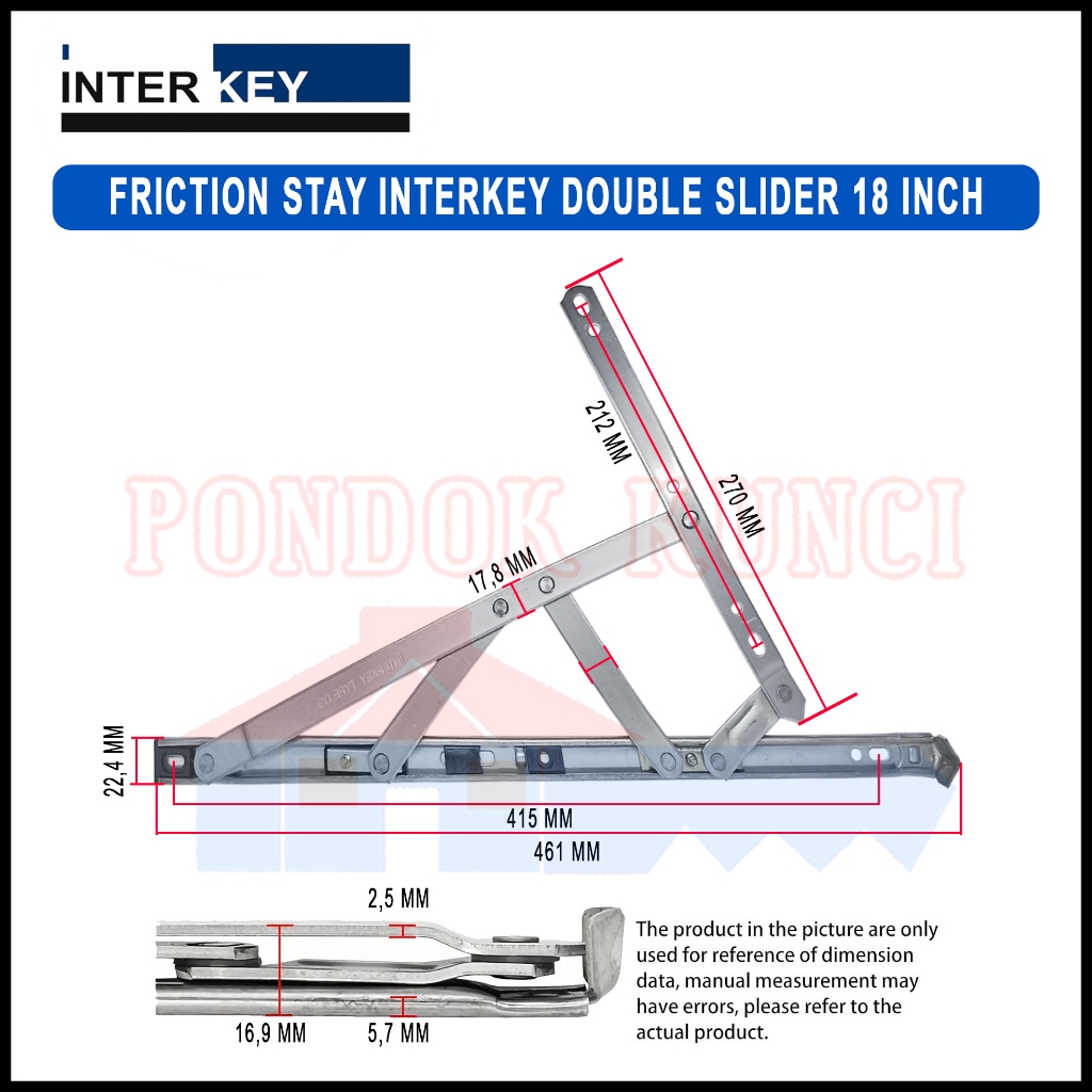 Jual ENGSEL CASEMENT FRICTION STAY INTERKEY 18 Inch Double Slider ...