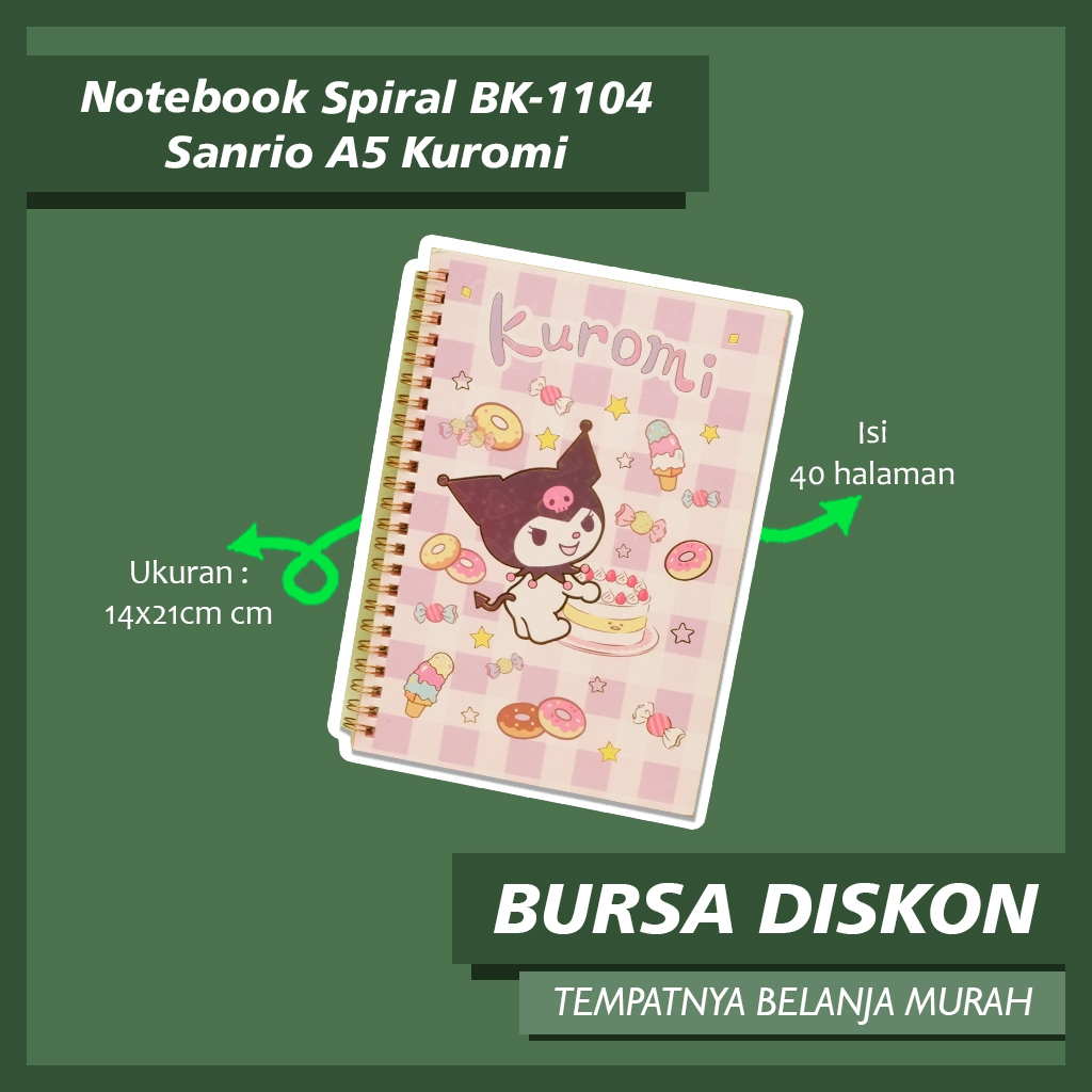 Jual Notebook Spiral BK-1104 Sanrio A5 Diary Aesthetic Buku Jurnal Buku ...
