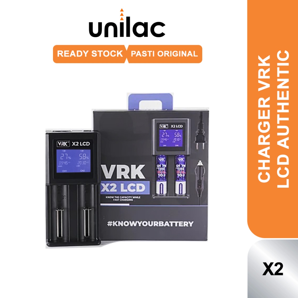 Jual Authentic VRK X2 LCD Charger Baterai 18650 - 2 Slot Charger Fast ...