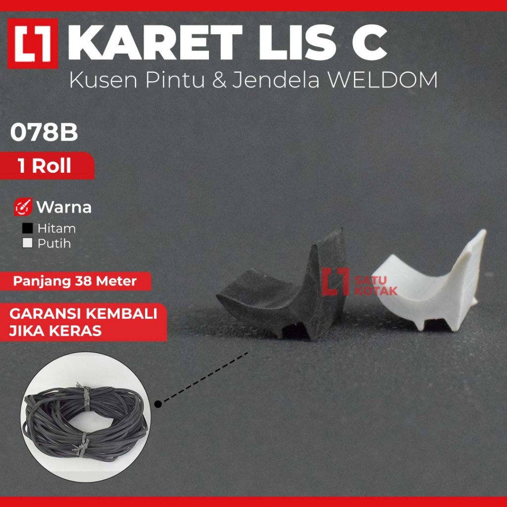 Jual Weldom Karet 078 Lis C Kusen Jendela Pintu Aluminium Roll Shopee