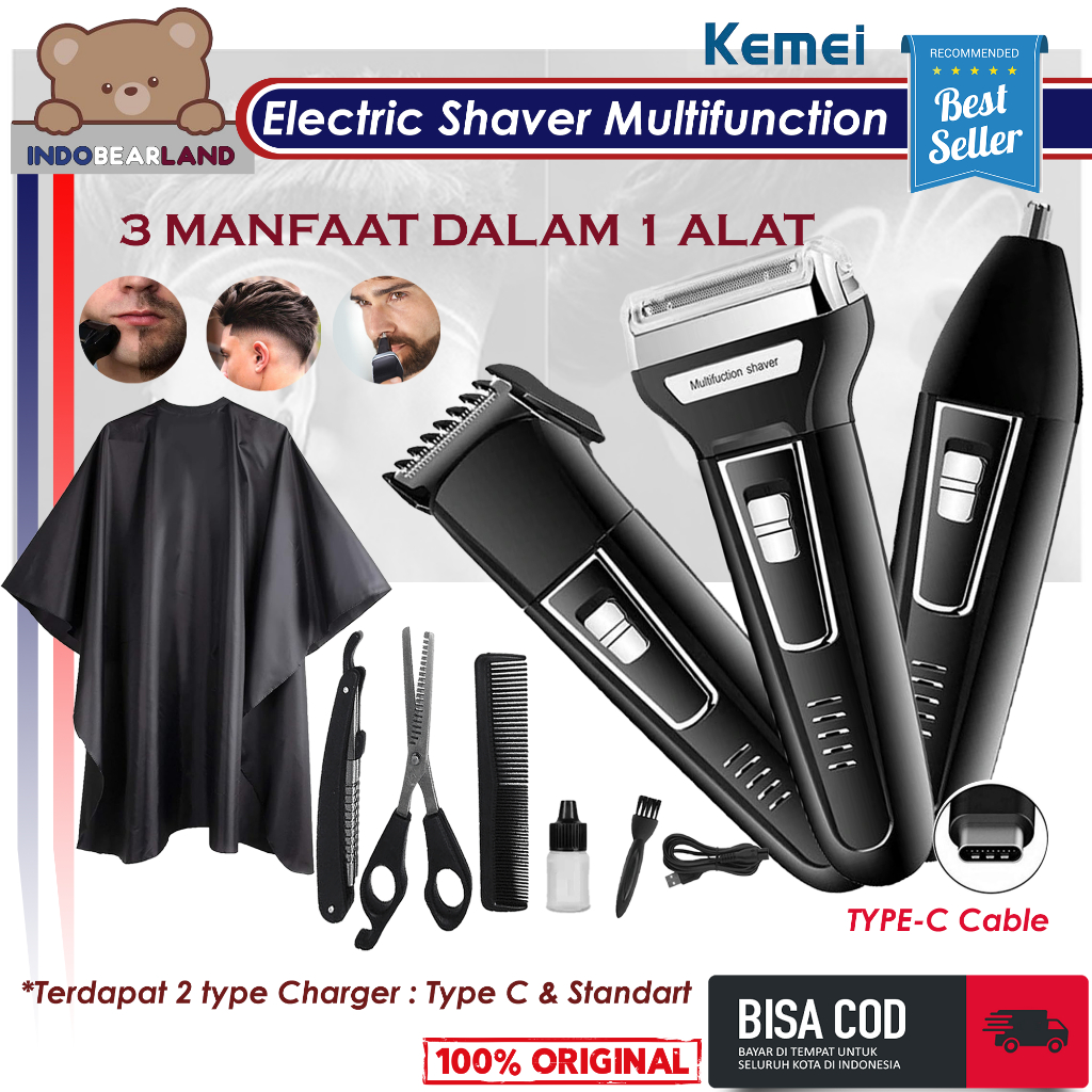 Jual KEMEI Shaver & Clipper Cas Elektrik Mesin Cukur Rambut Jenggot ...