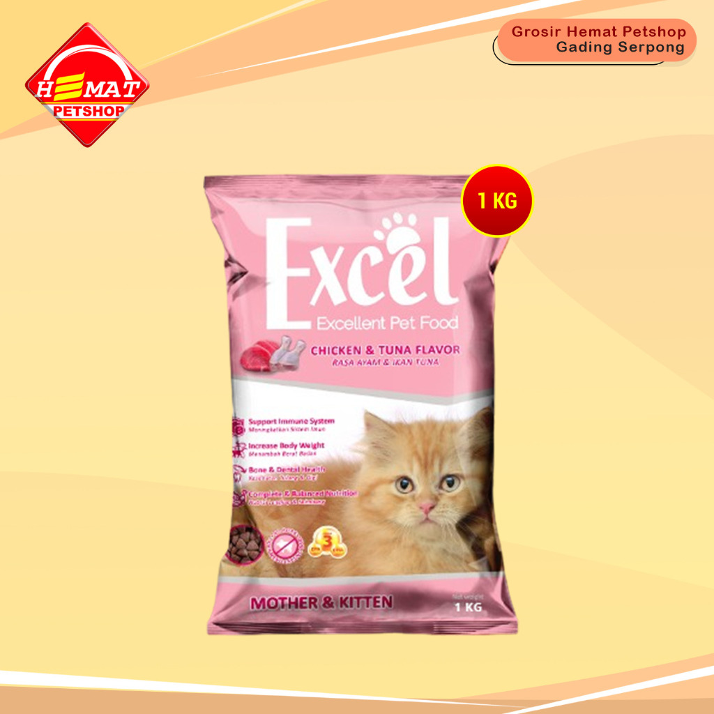 Jual EXCEL CATFOOD KITTEN BENTUK SEGITIGA 1KG | Shopee Indonesia