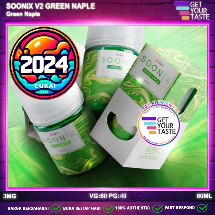 Jual Liquid SOONIX V2 Green Naple 60ML by Rcraft x SuperSonix | Shopee ...