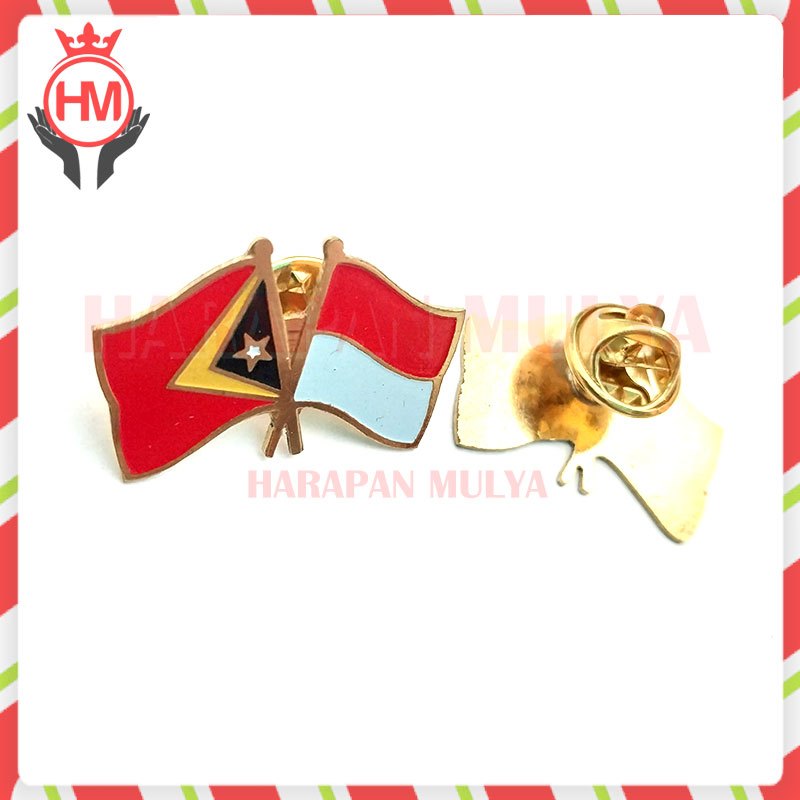 Jual Cross Flag Pin Indonesia Timor Leste Pin Bendera Persahabatan ...