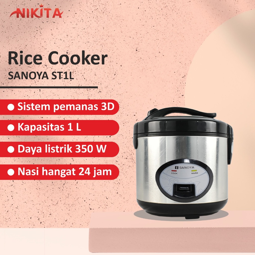 Jual NIKITA Rice Cooker Stainless Pot Mini 1 Liter SANOYA 3 in 1 Shopee Indonesia