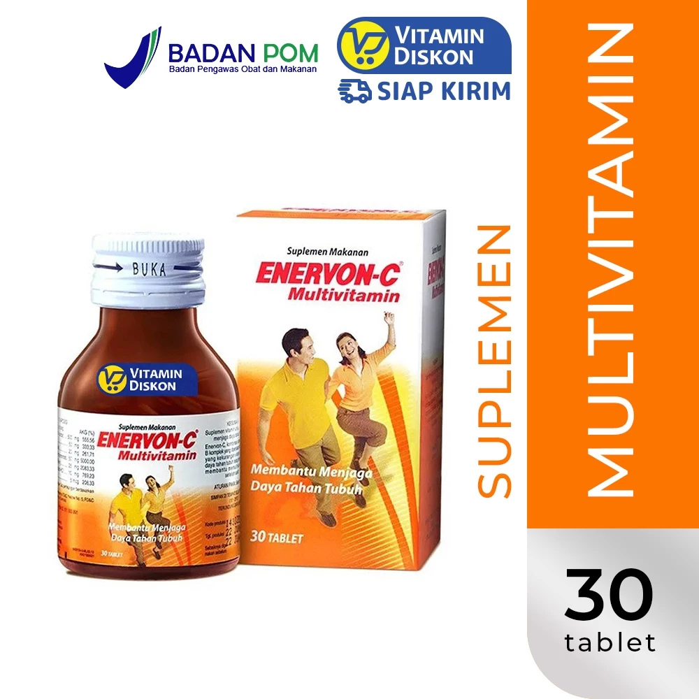 Enervon C 500 Mg 30 Tablet | Suplemen Multivitamin Dan Kekebalan Tubuh, Vitamin C Dan B