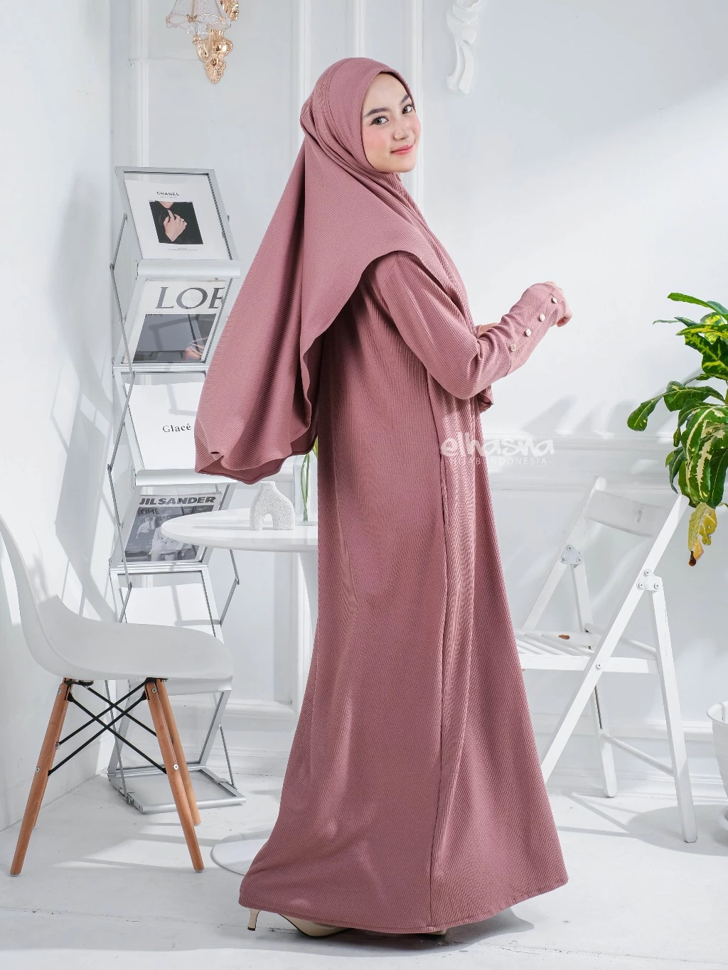 Gamis Dress Abaya Resleting Depan Button Knit Premium Jumbo desain depan