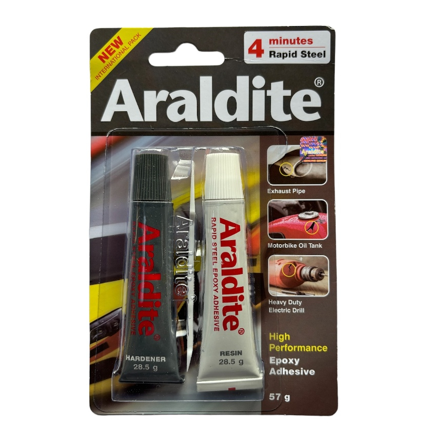 Jual Lem Besi Epoxy Araldite Hitam Rapid Steel 4 Menit 57gram | Shopee ...