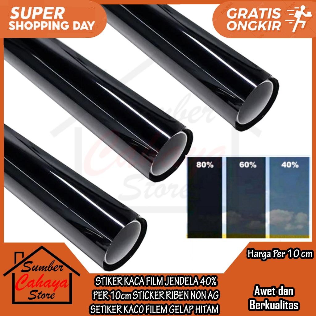 Jual Stiker Kaca Riben 40% Per 10 Cm Sticker Film Jendela Non Ag ...