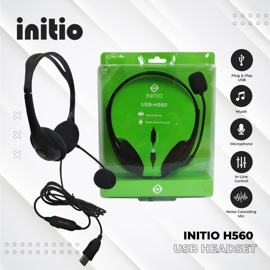 Jual Initio Headset USB H560 with Noise Cancelling Microphone | Shopee ...