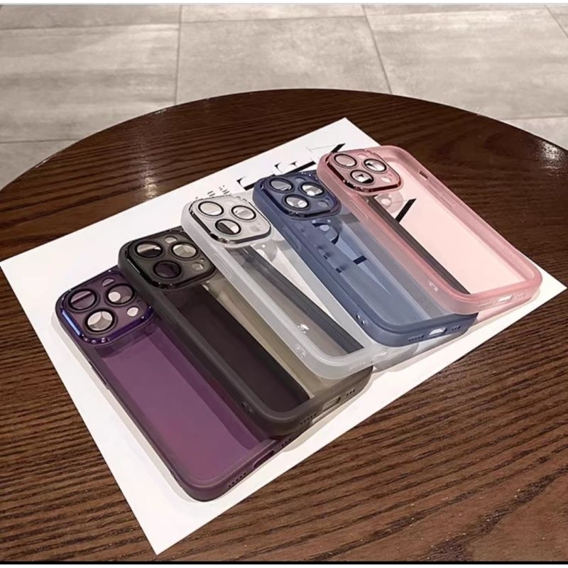 Jual Colored Clear With Lens Camera Protector Case Iphone 11 12 13 14 ...