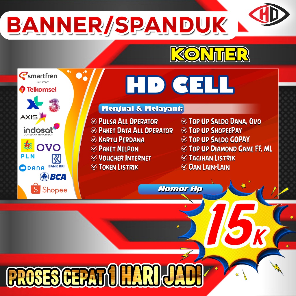 Jual CETAK BANNER/SPANDUK KONTER/PULSA MURAH PROSES CEPAT 1 HARI JADI ...