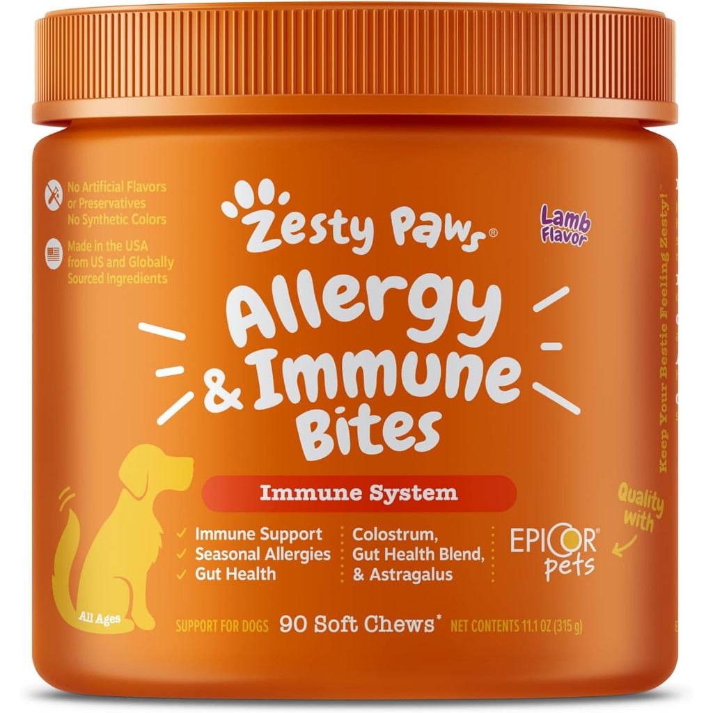 Zesty Paws Allergy Aller Immune Bites Supplement untuk Anjing Dogs  Lamb Flavor